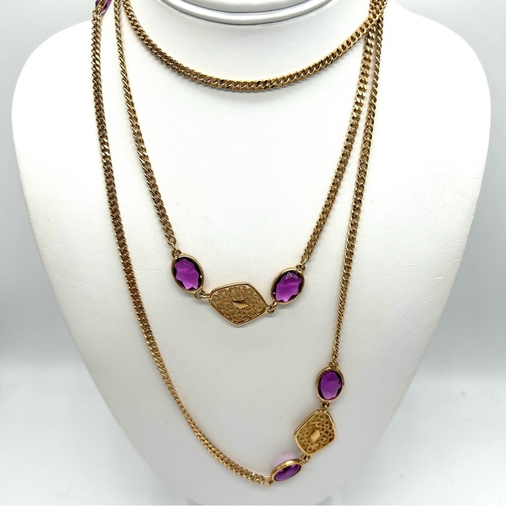 Sarah Coventry Vintage Lavender and Lace 54” Long Chain Necklace